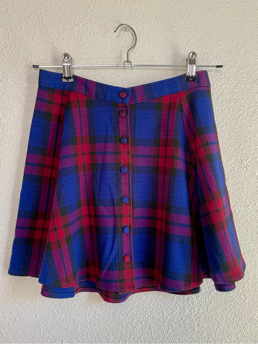 Forever 21 Plaid Mini Skater Button Front Skirt